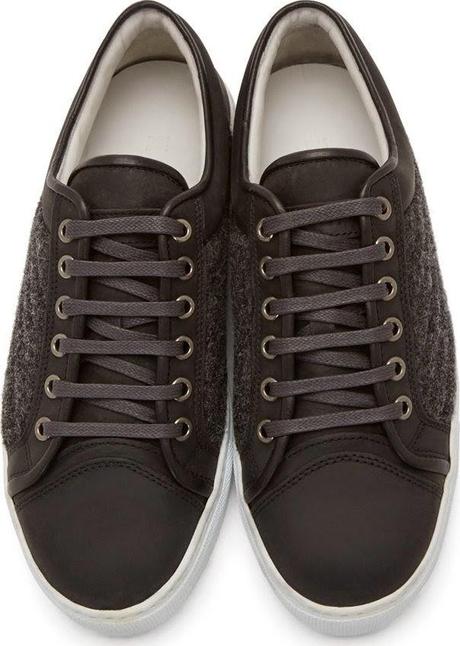 The Season's Welcomed Yin Yang:  ETQ Amsterdam Dark Grey Leather & Wool Low Top Sneakers