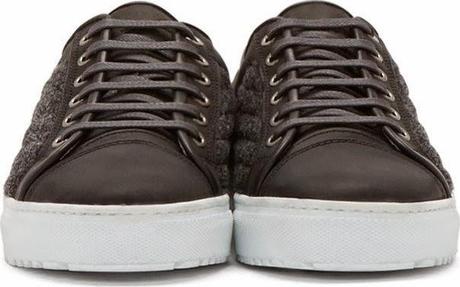The Season's Welcomed Yin Yang:  ETQ Amsterdam Dark Grey Leather & Wool Low Top Sneakers