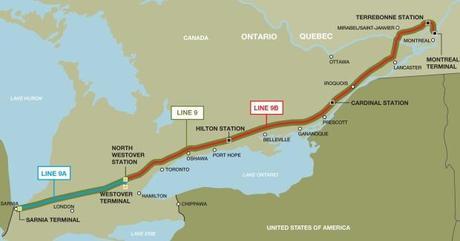Enbridge pipeline Line 9 map