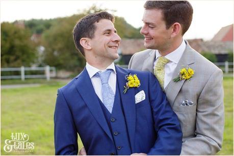 Groom portraits in the sunset| Sheene Mill Wedding Photographer | Same Sex Wedding | Two Grooms | Tux & Tales Photography