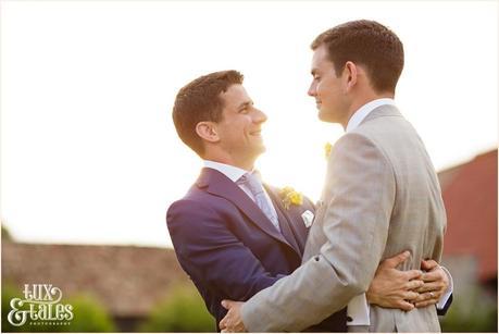 Groom portraits in the sunset| Sheene Mill Wedding Photographer | Same Sex Wedding | Two Grooms | Tux & Tales Photography