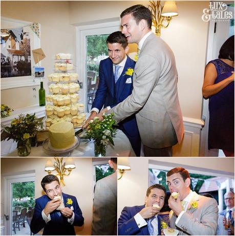 Cake cutting| Sheene Mill Wedding Photographer | Same Sex Wedding | Two Grooms | Tux & Tales Photography