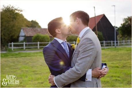 Groom portraits in the sunset| Sheene Mill Wedding Photographer | Same Sex Wedding | Two Grooms | Tux & Tales Photography