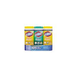 Clorox - Disinfecting Wipes, Cleaners and Sanitizers Disinfecting 7x8 Cleaning Wipes, Lemon Scent, Pack of 3