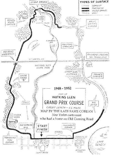Map of the Original Watkins Glen NY Racetrack