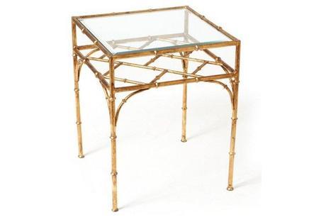 Woodmont Glass-Top Side Table, Gold