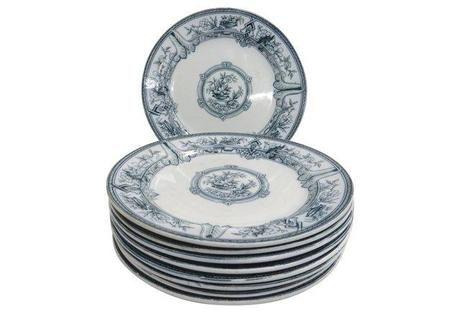 19th-C. English Ironstone Plates, S/9