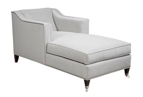 Lois Velvet Nail-Trim Chaise, White