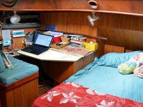 found space in the aft cabin: an office area replaced the single berth