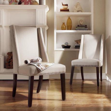 INSPIRE Q Geneva Grey Fabric Wingback Hostess Chairs (Set of 2)