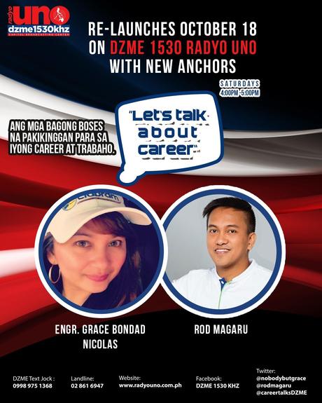 “Let’s Talk About Career” Re launches October 18 on DZME 1530 Radyo Uno with New Anchors