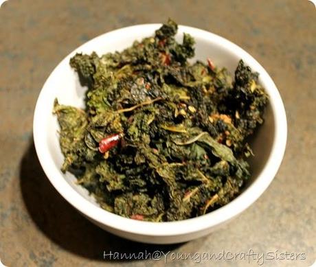 Spicy salt and vinegar kale chips 1