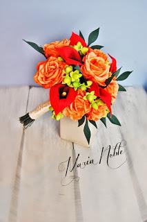 Anniversary gift fall a calla and roses wedding bouquet in paper!