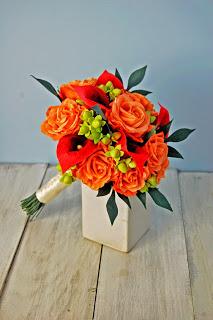 Anniversary gift fall a calla and roses wedding bouquet in paper!