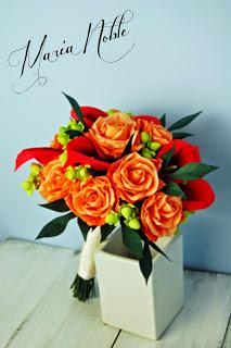 Anniversary gift fall a calla and roses wedding bouquet in paper!