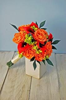 Anniversary gift fall a calla and roses wedding bouquet in paper!