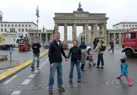 Mike Sohaskey & Katie Ho straddling boundary of former Berlin Wall