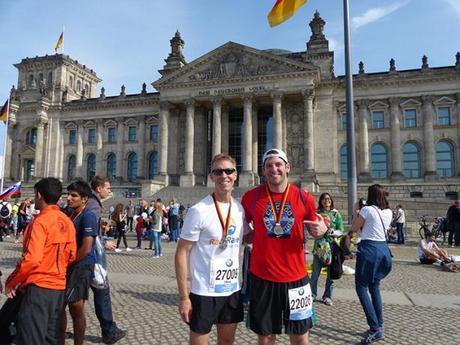 Mike Sohaskey and Daniel Otto at Reichstag post-Berlin Marathon