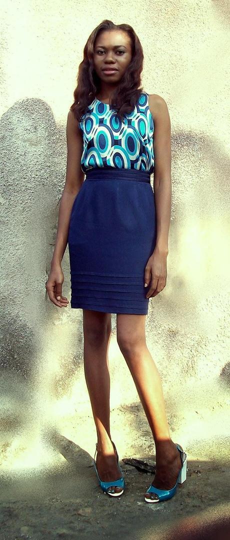 Posing in a Blue Skirt