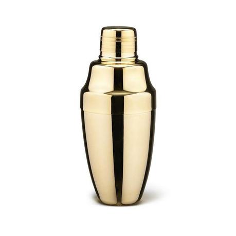 Classic three-piece cobbler cocktail shaker in 24k gold-plated stainless steel