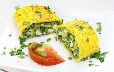 Greek Omelette Roll with Spinach Greek Omelette Roll with Spinach