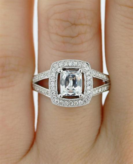 Cushion Halo Engagement Ring Semi Mounting