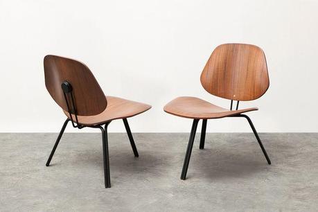 Pair of Osvaldo Borsani P31 molded plywood chairs