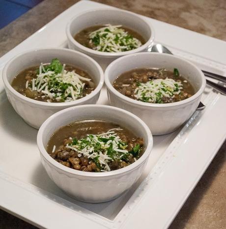 Lentil Soup with Mushrooms and Parmesan Gremolata