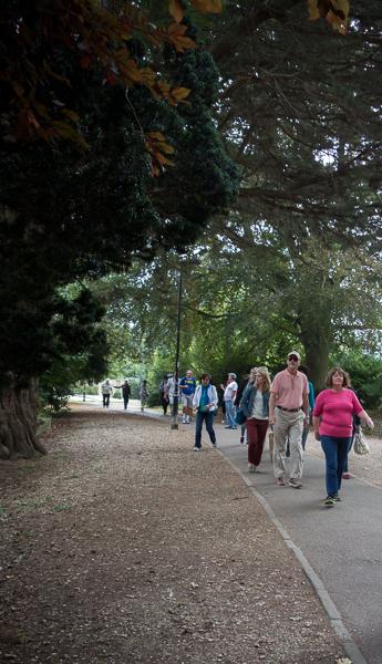 Tour group on Gravel Path in Bath, UK