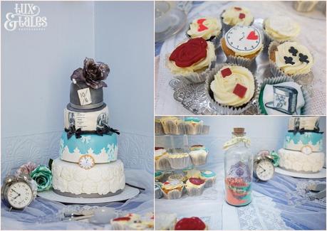 Lake District Wedding Photographer | Derwentwater Youth Hostel Wedding | Alternative eclectic wedding styling | Tux & Tales Photography | Details of Alice in Wonderland wedding Styling | Topsy Turvy Cake