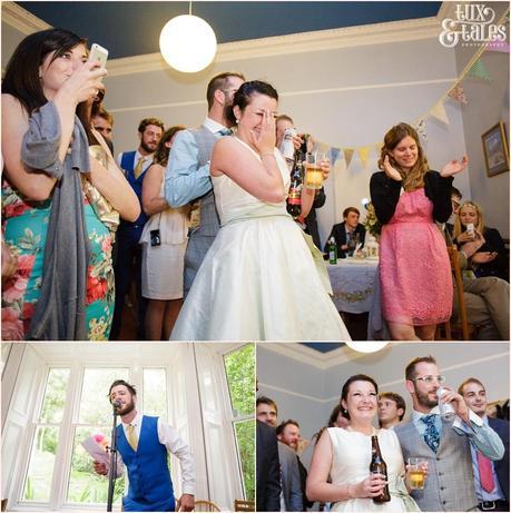 Lake District Wedding Photographer | Derwentwater Youth Hostel Wedding | Alternative eclectic wedding styling | Tux & Tales Photography | Laughing and giving speeches