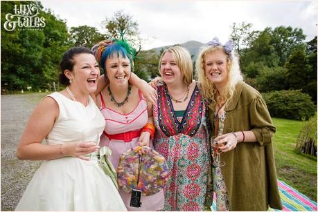 Lake District Wedding Photographer | Derwentwater Youth Hostel Wedding | Alternative eclectic wedding styling | Tux & Tales Photography | Party | Bride & Friends