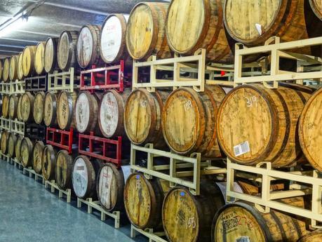 Barrel aging room at Sun King brewery Barrel aging room at Sun King brewery