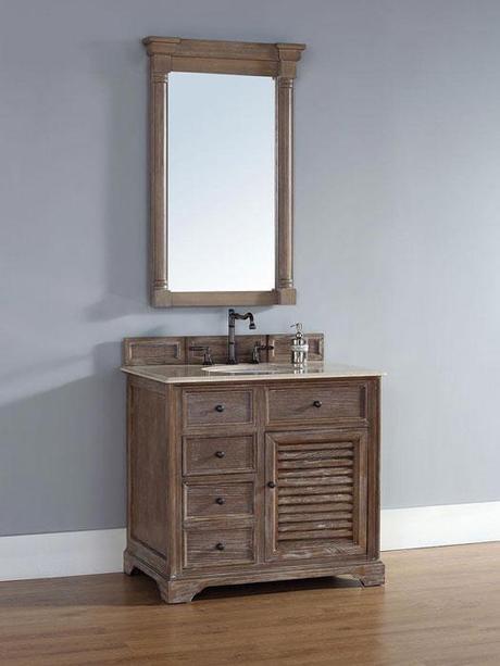 Prata Small Driftwood Vanity with Louvered Door Panel