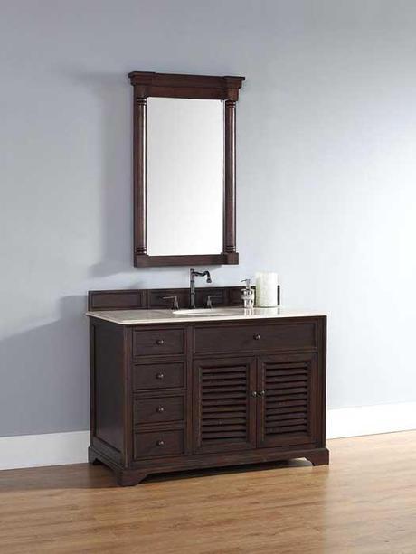Single Bath Vanity with Louvered Panels