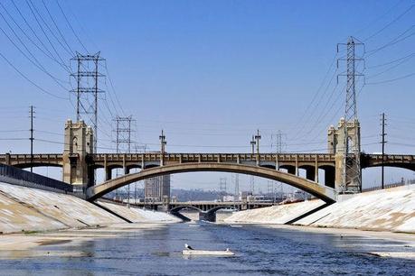 View of the 4th Street & 1st Street Bridges & River Channel