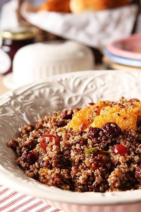 Quinoa salad with oranges, cranberries and pecans.