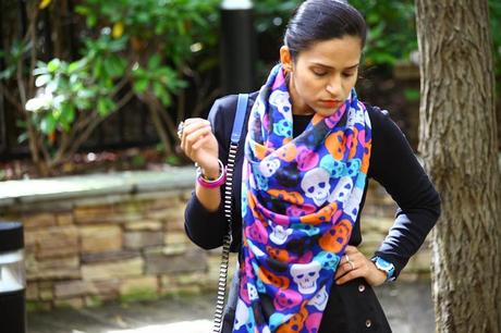 Top - Marks & Spencer Skirt - Fabels via FabIndia  Bag - Kenneth Cole Shoes - Rocket Dog Scarf - Crazy & Co.  Turquoise Bracelet - Lou Lou, Tanvii.com