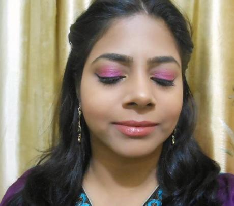 Festive Pink Eyes and Nude Lips for Diwali!