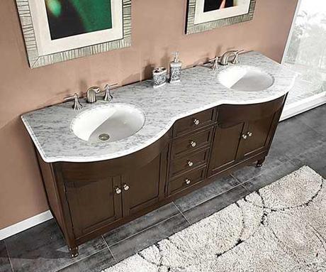 Antillo Double Vanity with White Marble Top
