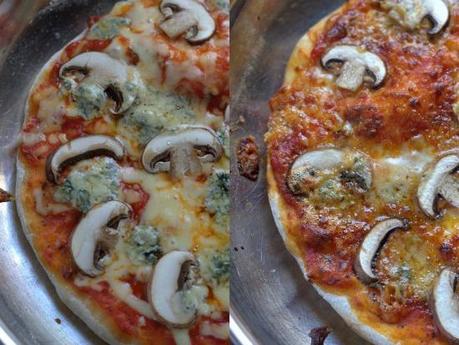 Mushroom & Blue Cheese Stovetop Pizza.  The perfect solution to homemade pizza in a hurry. | thecookspyjamas.com