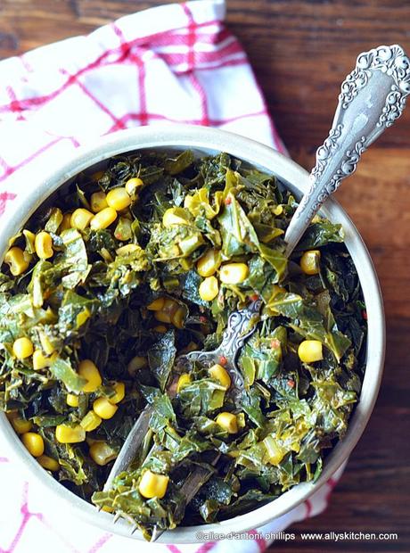 southern bacon dripping collards & corn