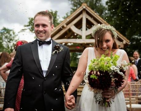 A dark dahlia late summer wedding