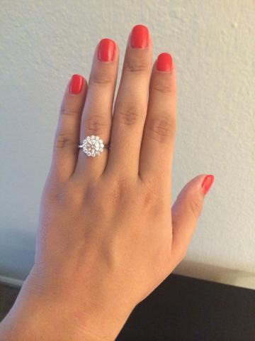Tacori Full Bloom Diamond Engagement Ring on Finger - Image by tmot14