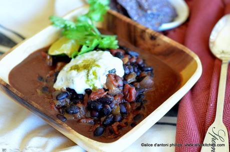 Cuban Black Turtle Beans with Yogurt Sour Cream Lime Cilantro Sauce