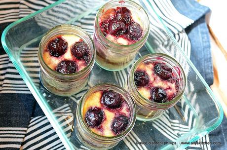 ~dark red cherry ricotta cheesecake jars~