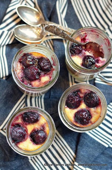 ~dark red cherry ricotta cheesecake jars~