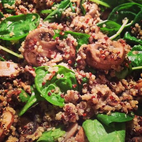 Quinoa with mushrooms and spinach