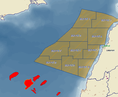 A map showing the offshore areas being opened to oil and gas exploration. The auctions have been repeatedly delayed. 