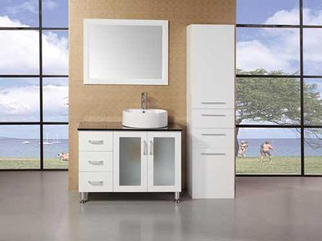 White Malibu Modern Bathroom Vanity with Vessel Sink